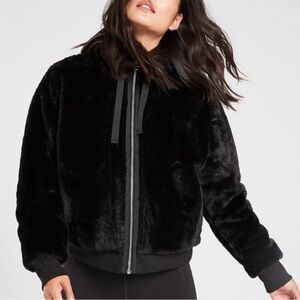 Athleta Ritual Cozy Women's Black Faux Fur Jacket Size S